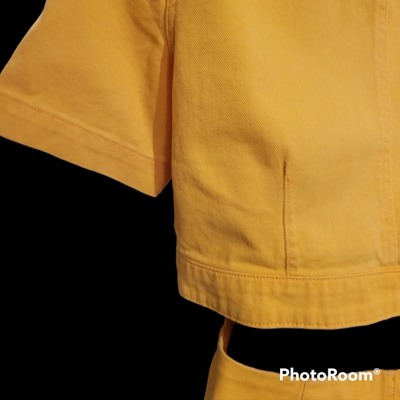 NWT Only Cut Out Dress M Denim Orange Closes with Metal Buttons in Front - Picture 11 of 13